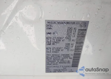 2020 Nissan Rogue Sv Intelligent Awd из США, поврежденный, VIN 5N1AT2MV0LC737095